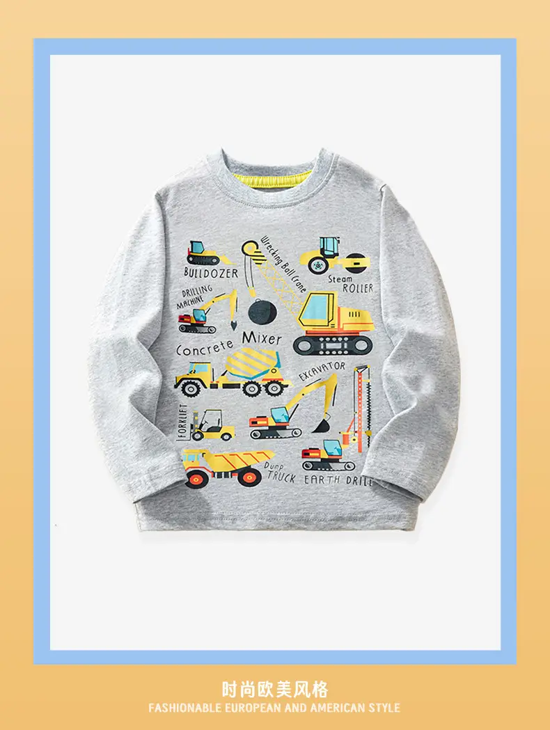 European American Boys Cotton Excavator Print Sweatshirt — feature 3