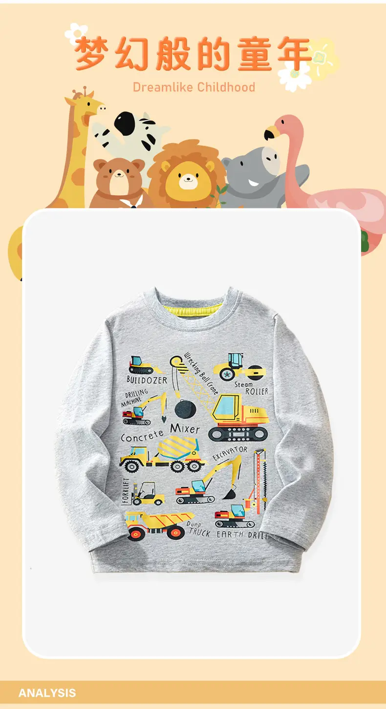 European American Boys Cotton Excavator Print Sweatshirt — feature 7