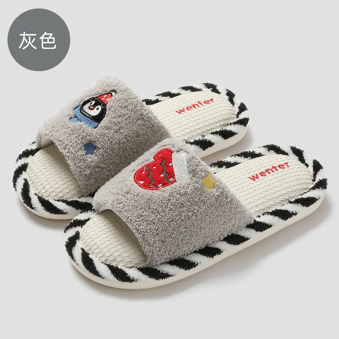 Linen Slippers for Women, Breathable and Sweat-Absorbent for All Seasons, Home Indoor Non-Slip Silent Korean Style Girls' Wear-Resistant Cotton and Linen Slippers - Image 3
