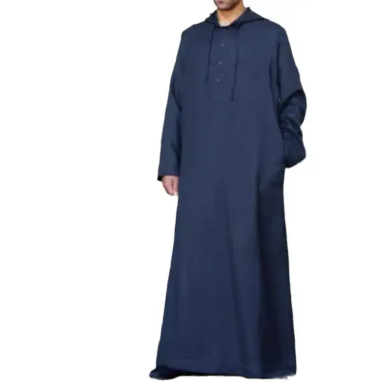 2024 Muslim Robe Long Hooded Muslim Shirt Brown - Image 5