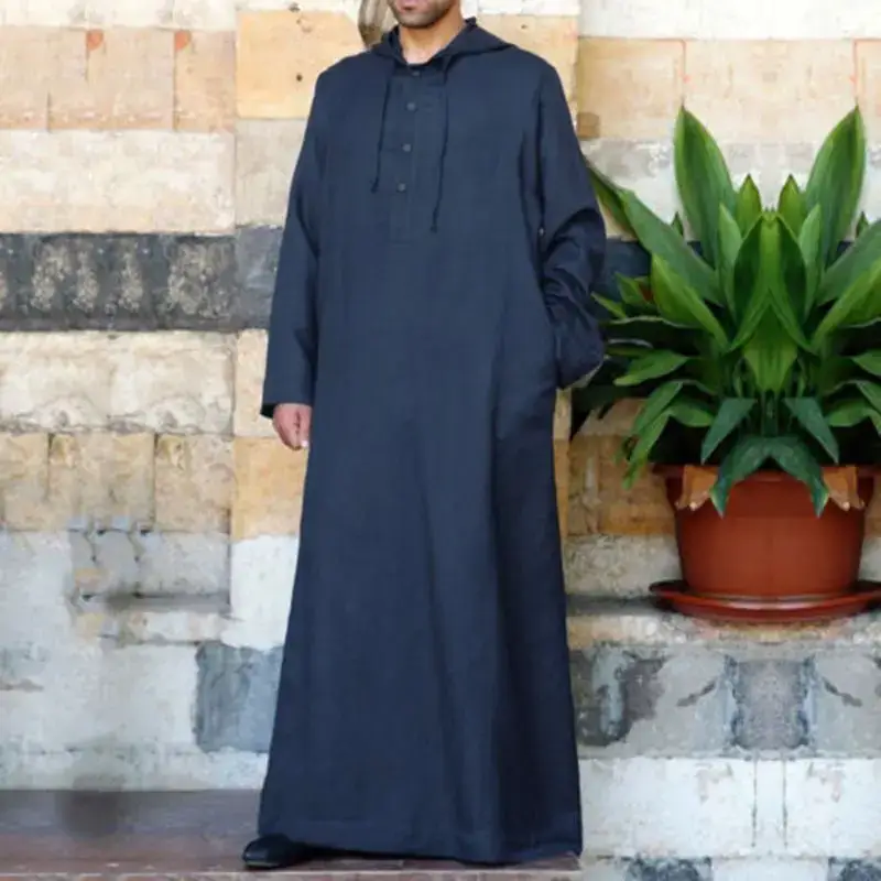 2024 Muslim Robe Long Hooded Muslim Shirt Brown — feature 5