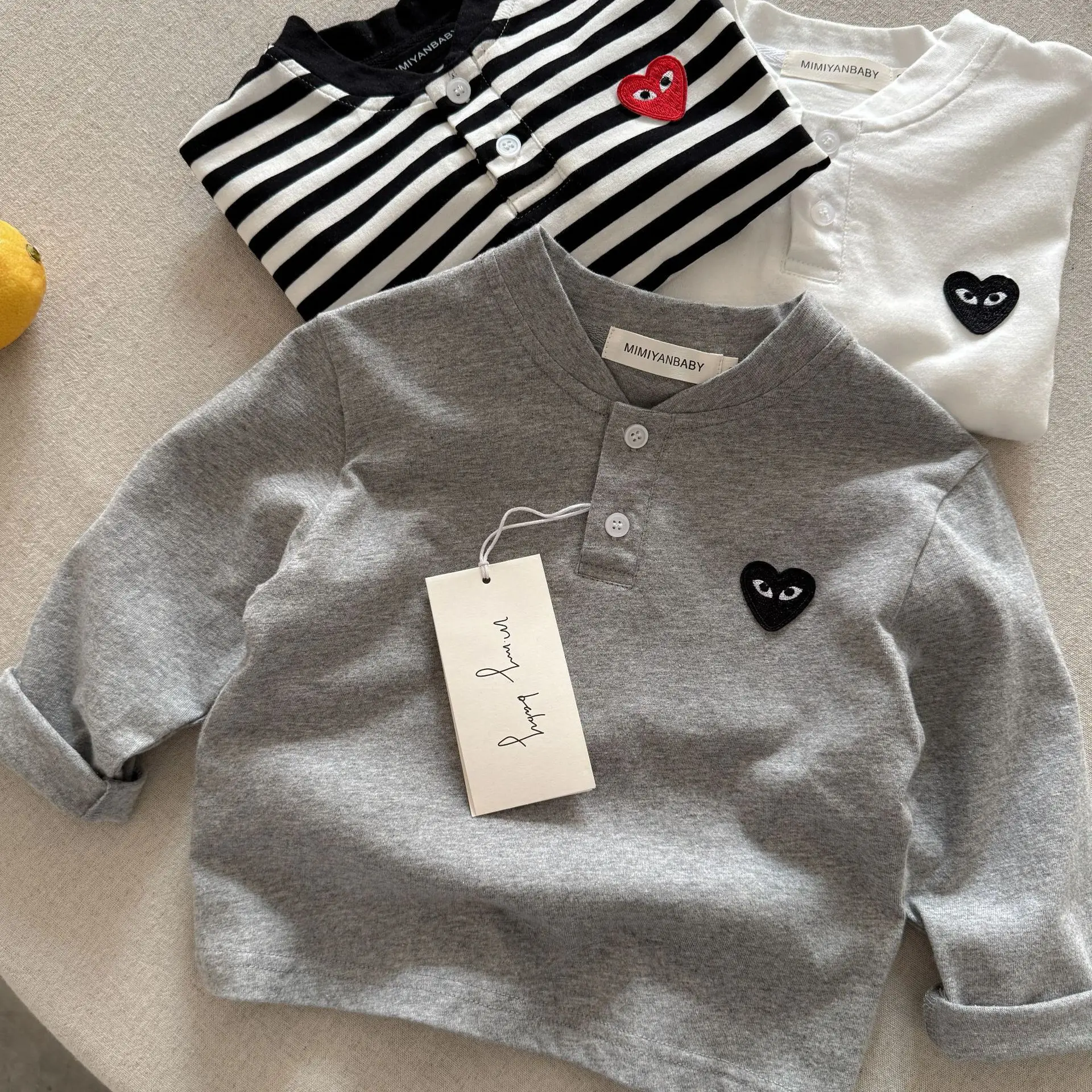 Children's Long Sleeve T-Shirt Set with Heart Design — feature 4