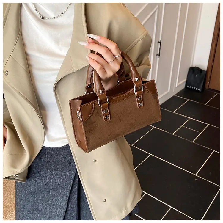 Small Square Brown Leather Handbag for Women — feature 11