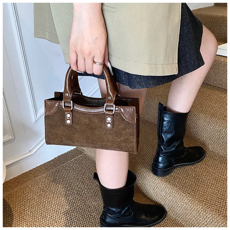 Small Square Brown Leather Handbag for Women — feature 12