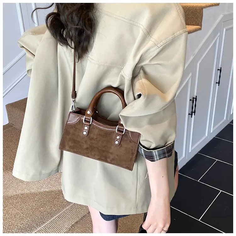 Small Square Brown Leather Handbag for Women — feature 14