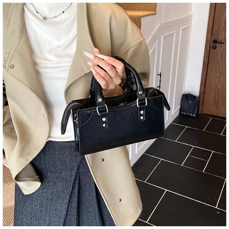 Small Square Brown Leather Handbag for Women — feature 15