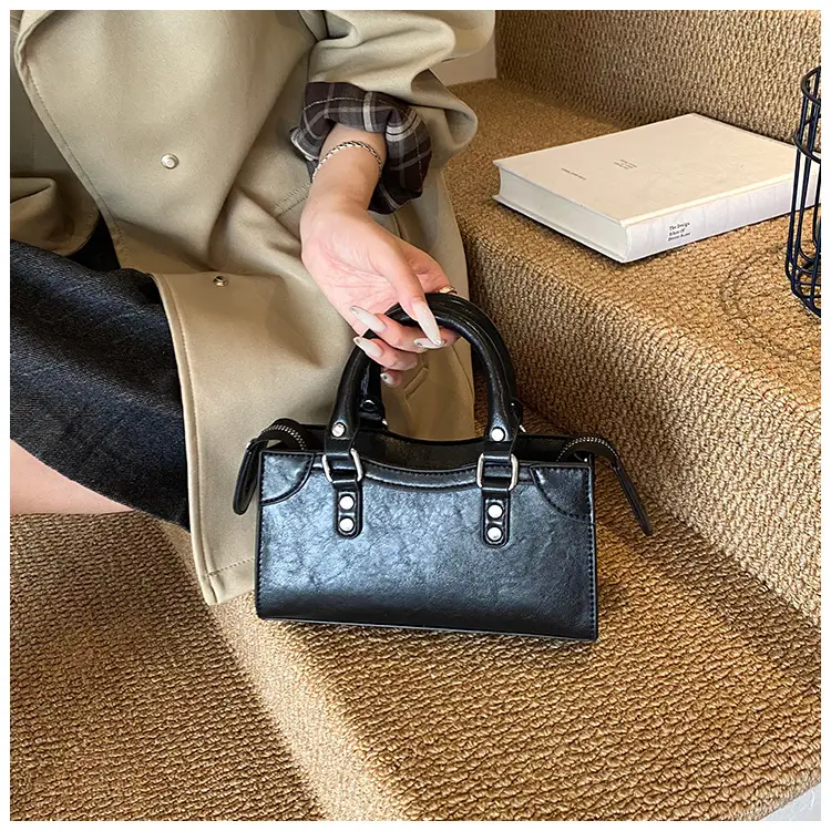 Small Square Brown Leather Handbag for Women — feature 17