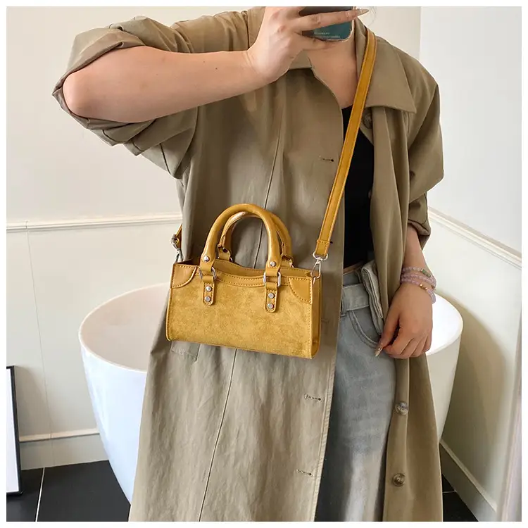 Small Square Brown Leather Handbag for Women — feature 21