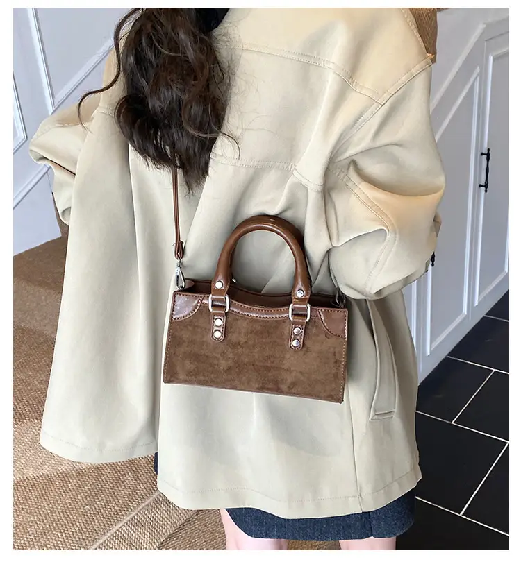 Small Square Brown Leather Handbag for Women — feature 3