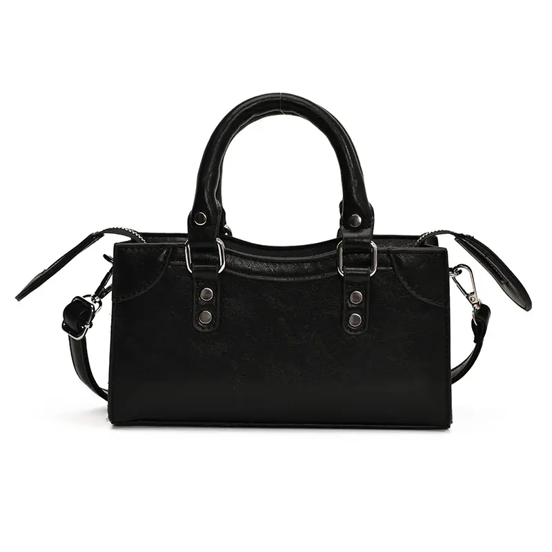 Small Square Brown Leather Handbag for Women - Image 3