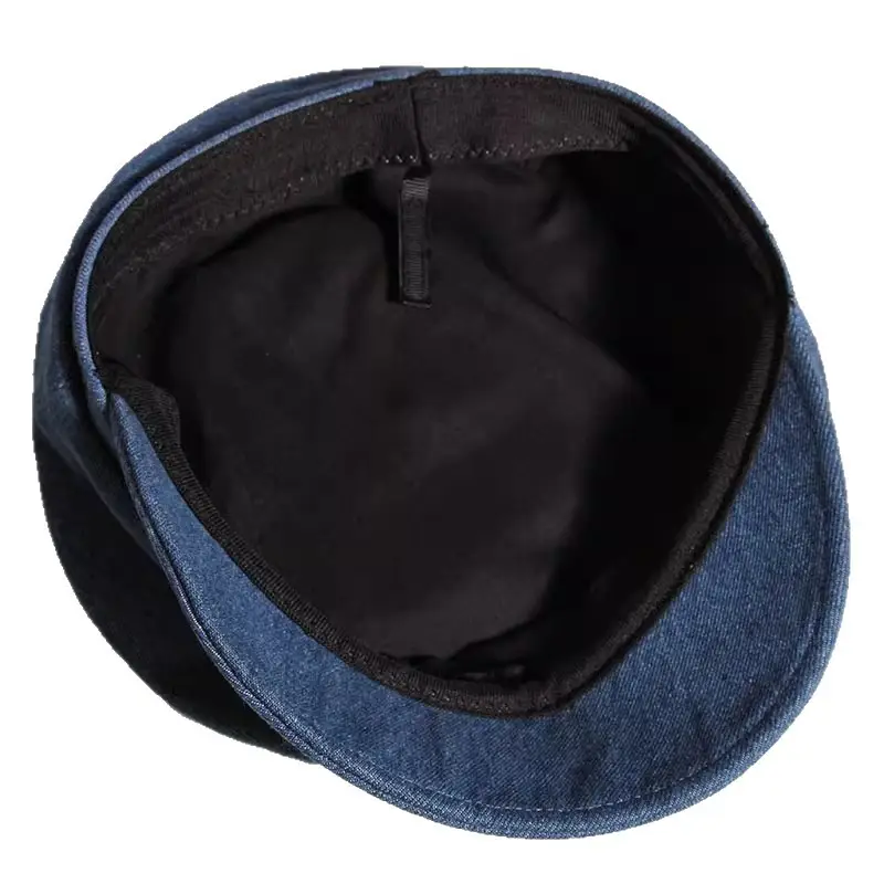 Women Korean Style Blue Denim Beret Cap - Image 8