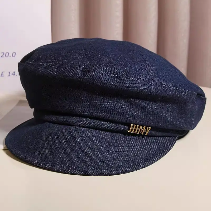 Women Korean Style Blue Denim Beret Cap — feature 10