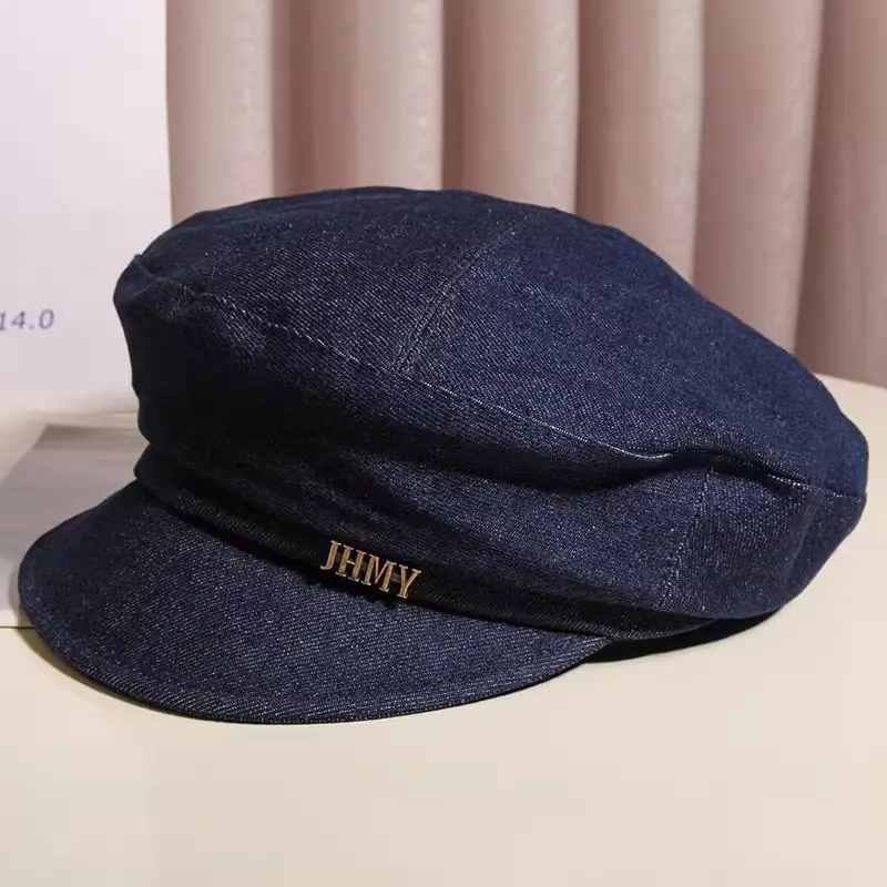 Women Korean Style Blue Denim Beret Cap — feature 2