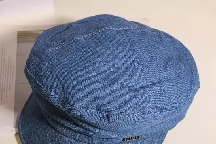 Women Korean Style Blue Denim Beret Cap — feature 3