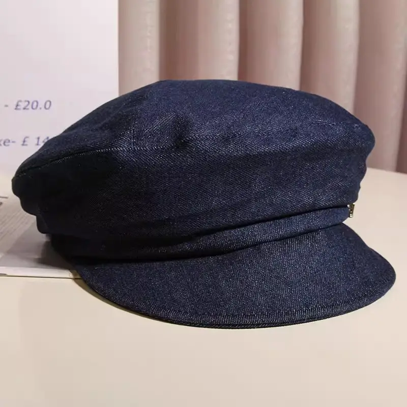 Women Korean Style Blue Denim Beret Cap — feature 4