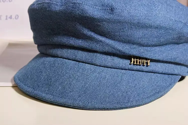 Women Korean Style Blue Denim Beret Cap — feature 6