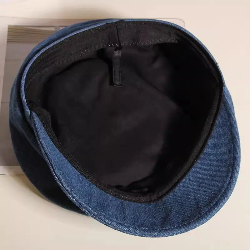 Women Korean Style Blue Denim Beret Cap — feature 7