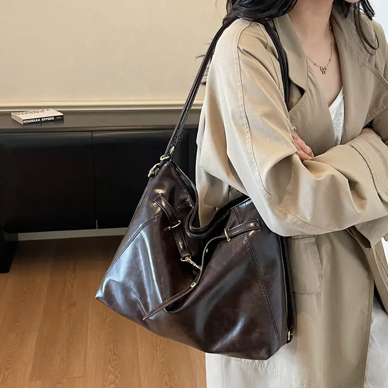 Women Retro Crossbody Bag Set Brown Black Leather 2025 - Image 5