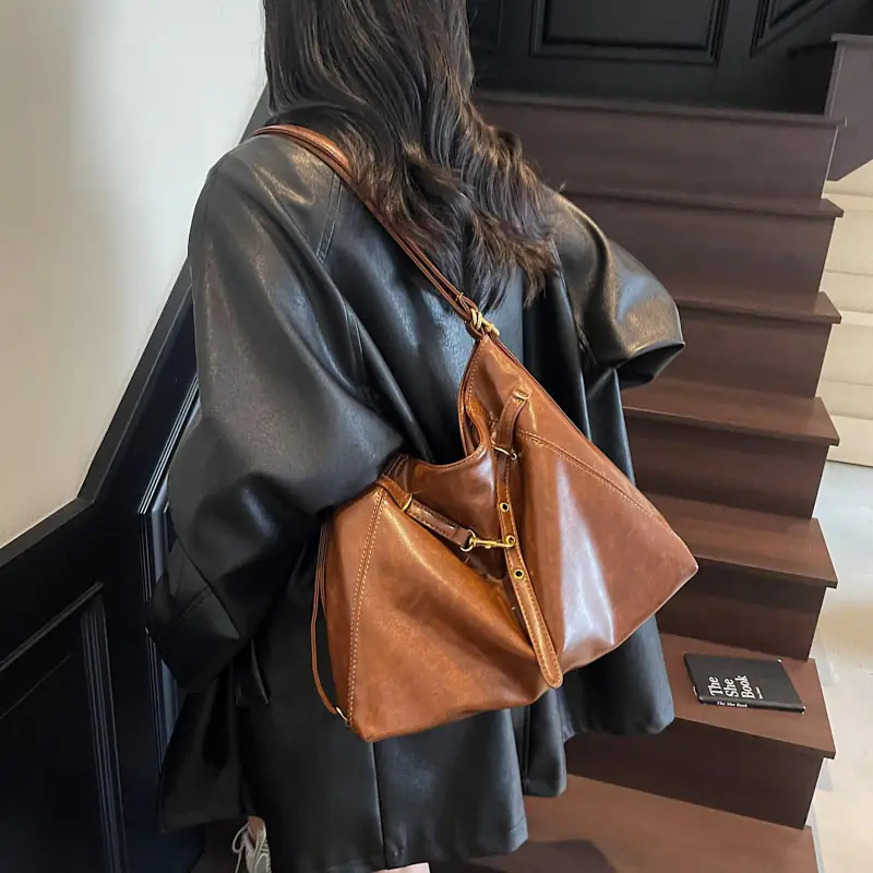 Women Retro Crossbody Bag Set Brown Black Leather 2025 - Image 7