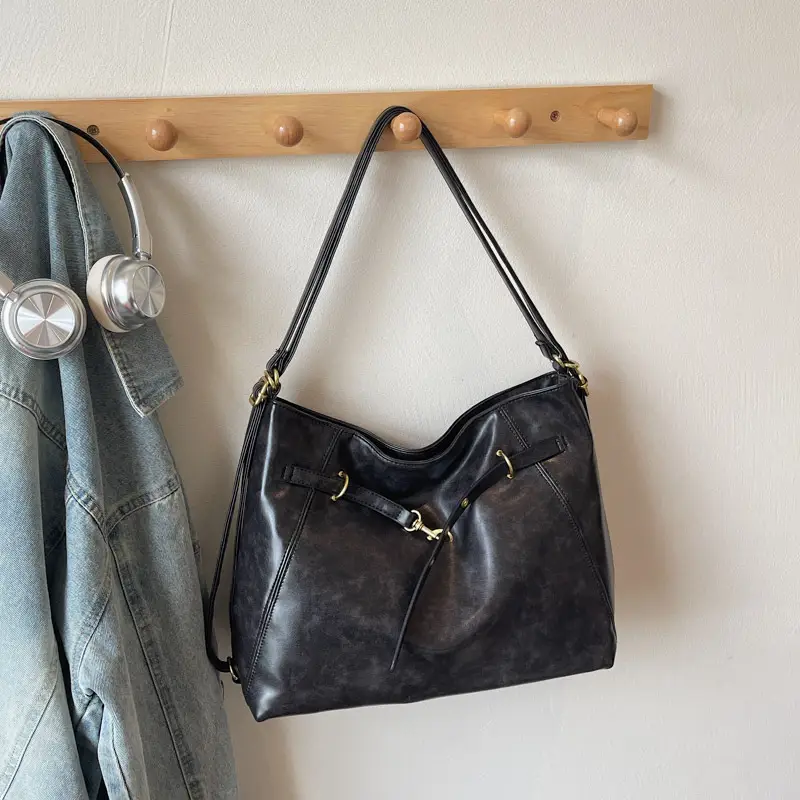 Women Retro Crossbody Bag Set Brown Black Leather 2025 - Image 2