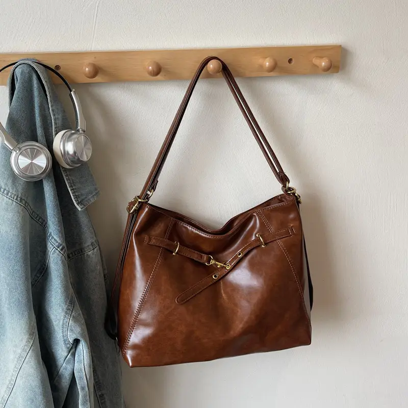 Women Retro Crossbody Bag Set Brown Black Leather 2025 - Image 3