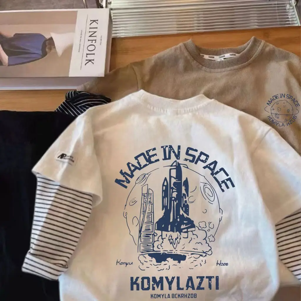 Made in Space Kids T-Shirt Black White Gold 2025 - Image 6