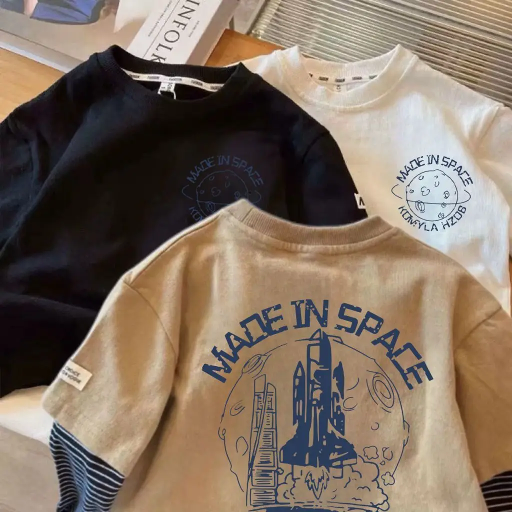 Made in Space Kids T-Shirt Black White Gold 2025 — feature 7