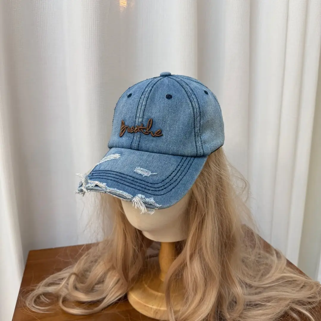 2026 Ripped Denim Letter Cap Sunshade Unisex