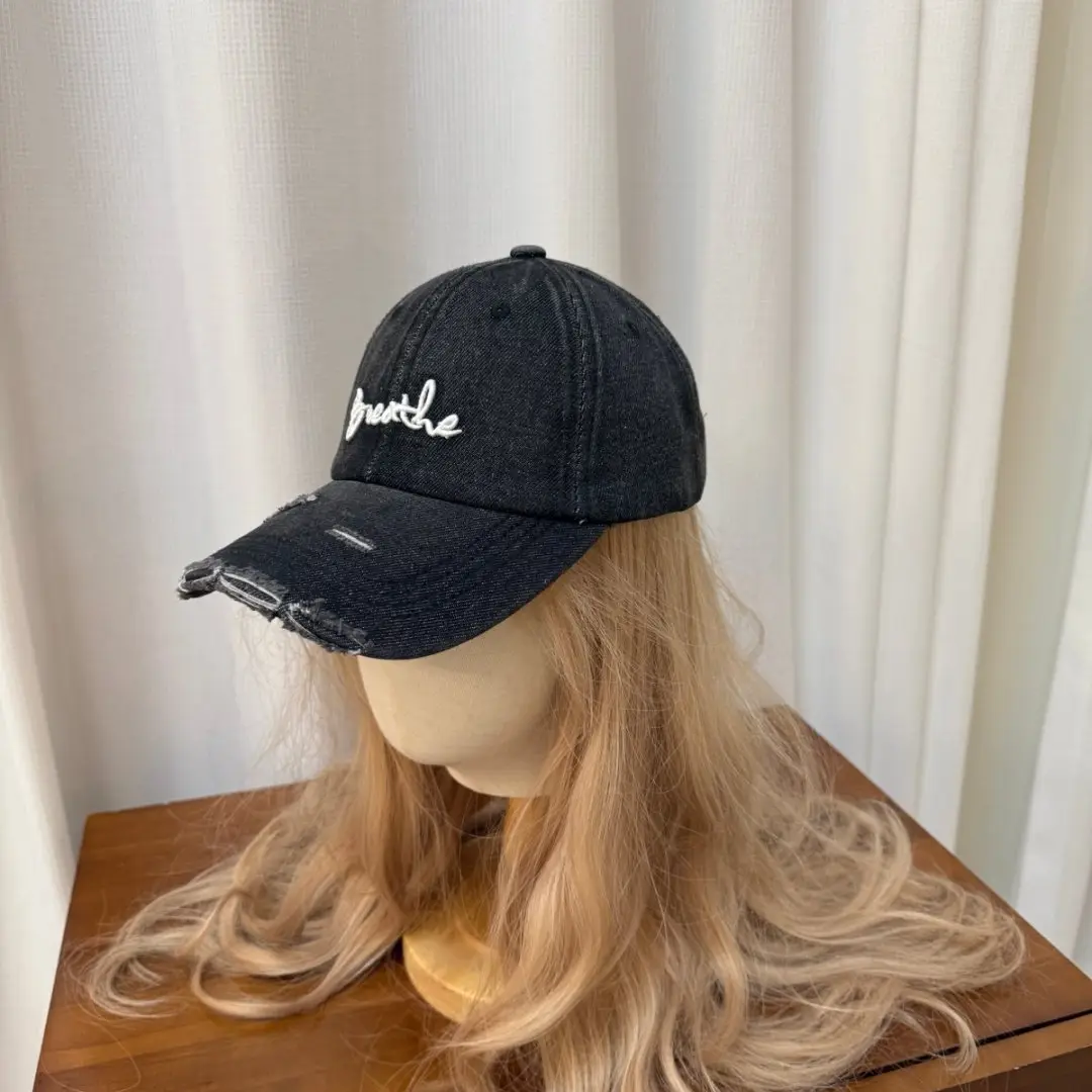 2026 Ripped Denim Letter Cap Sunshade Unisex
