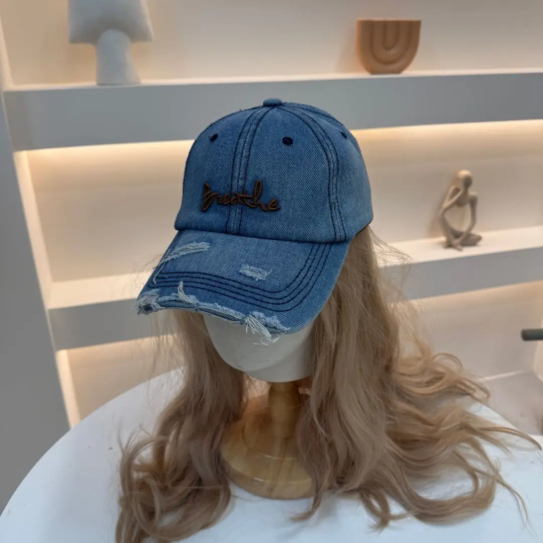 2026 Ripped Denim Letter Cap Sunshade Unisex