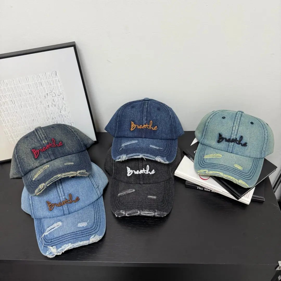 2026 Ripped Denim Letter Cap Sunshade Unisex — feature 2