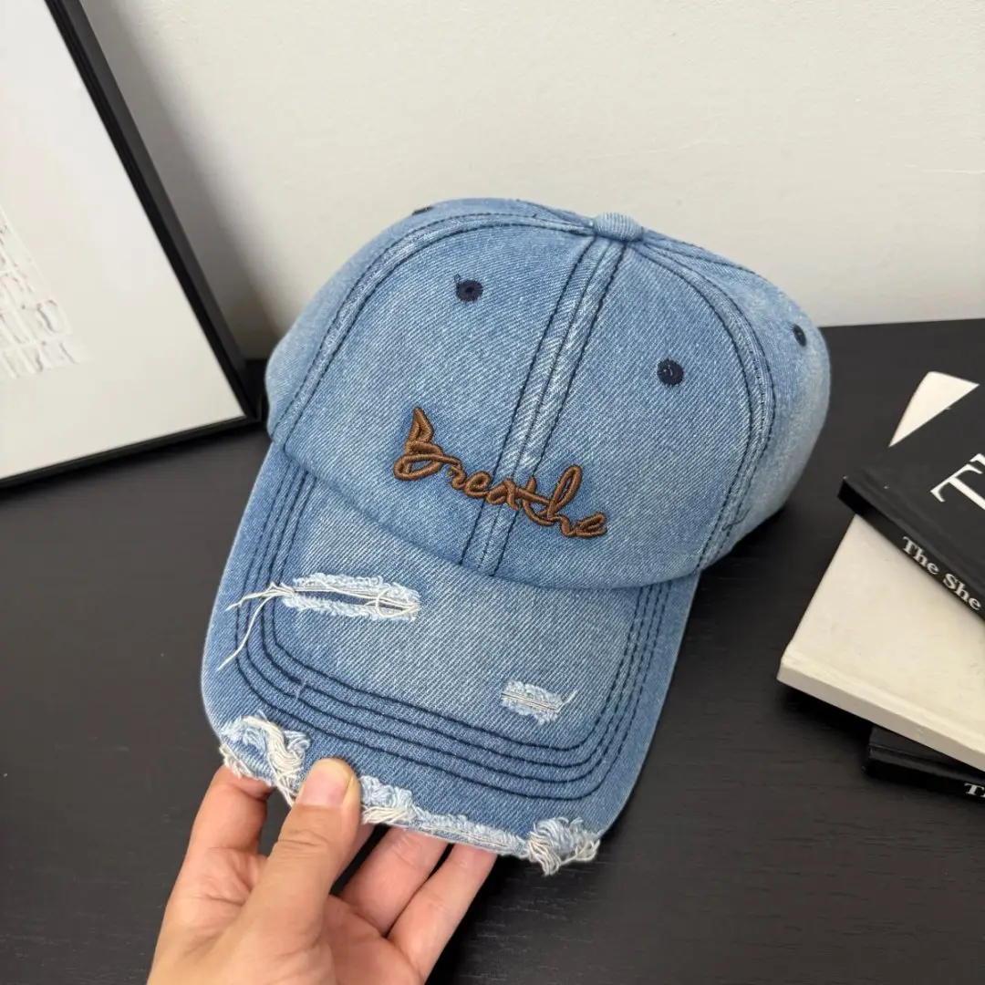2026 Ripped Denim Letter Cap Sunshade Unisex — feature 5