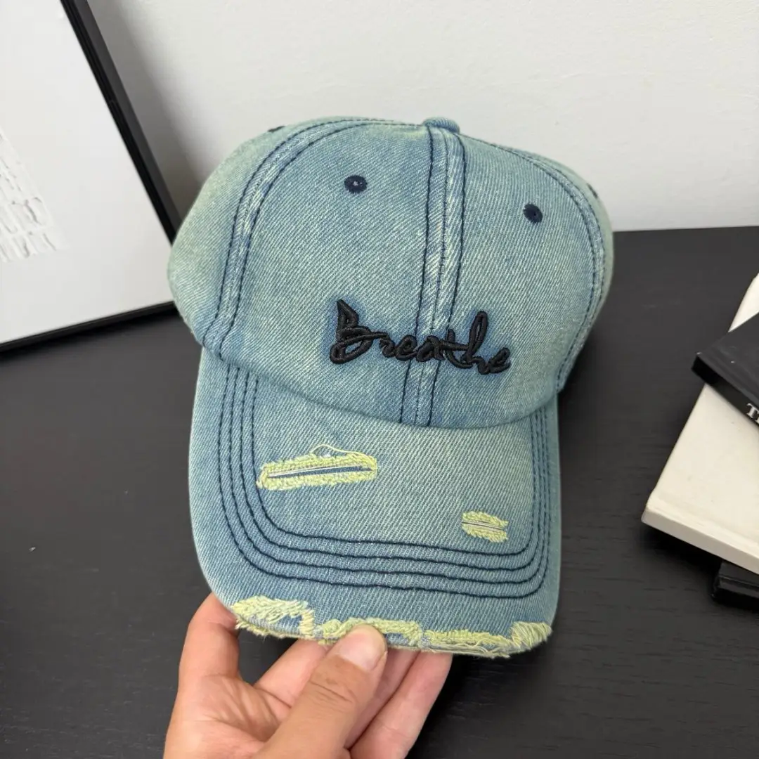 2026 Ripped Denim Letter Cap Sunshade Unisex — feature 9