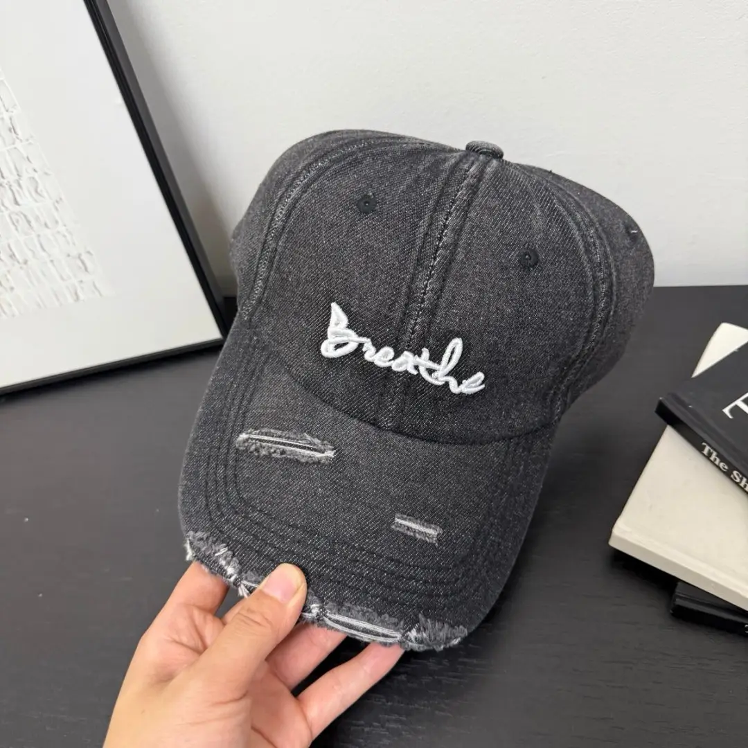2026 Ripped Denim Letter Cap Sunshade Unisex