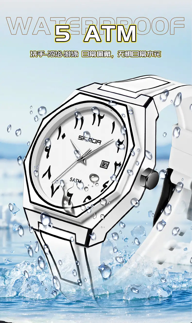 Sanda Quartz Watch Black Silicone Waterproof Single Calendar — feature 15