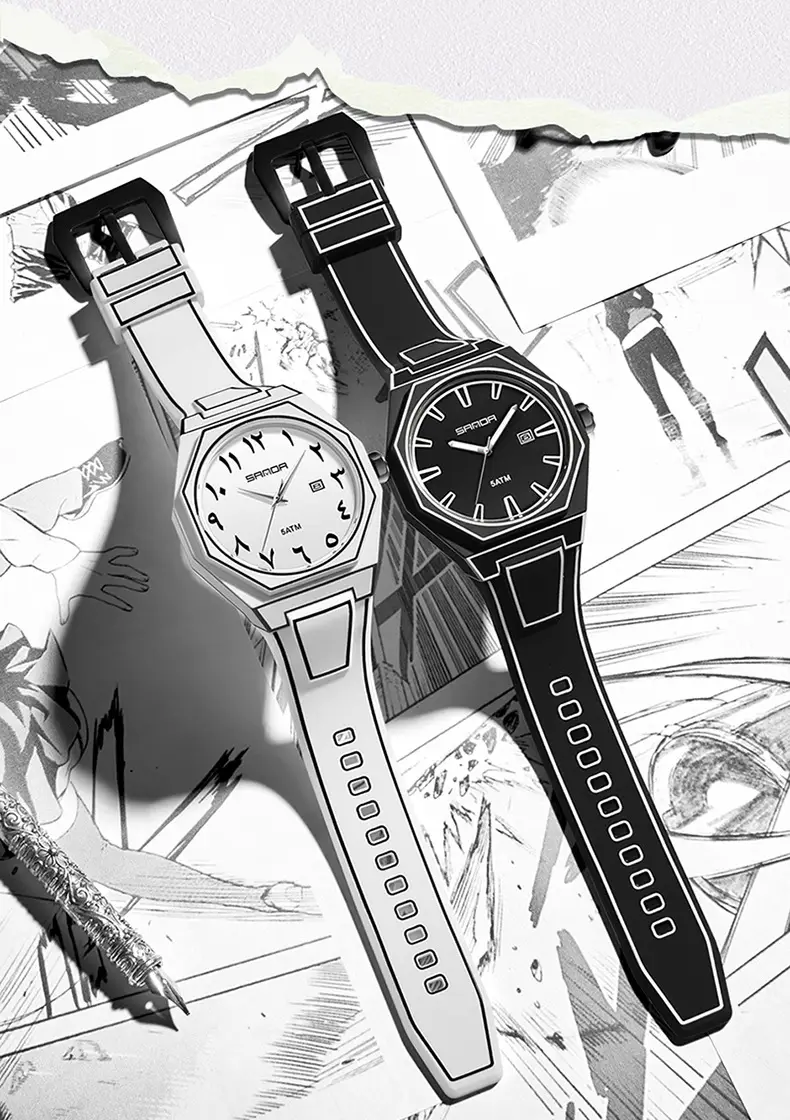 Sanda Quartz Watch Black Silicone Waterproof Single Calendar — feature 22