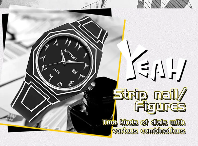 Sanda Quartz Watch Black Silicone Waterproof Single Calendar — feature 23