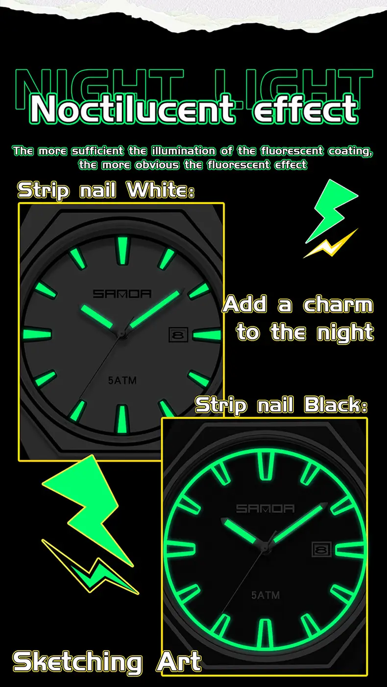 Sanda Quartz Watch Black Silicone Waterproof Single Calendar — feature 26