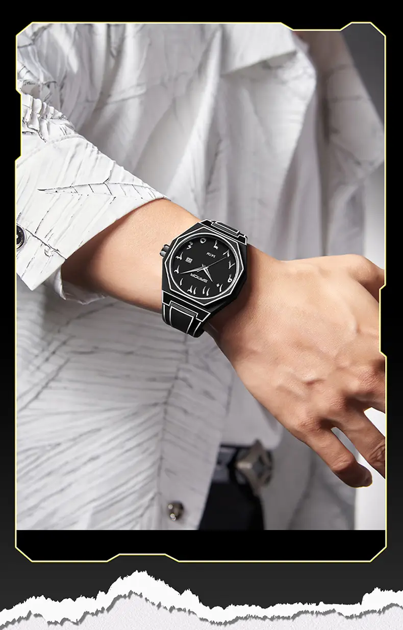 Sanda Quartz Watch Black Silicone Waterproof Single Calendar — feature 27