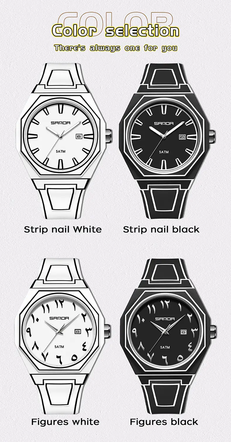 Sanda Quartz Watch Black Silicone Waterproof Single Calendar — feature 29