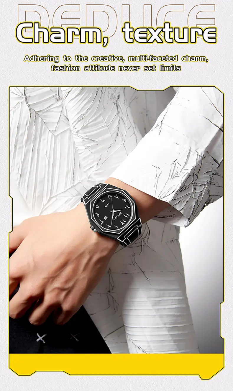 Sanda Quartz Watch Black Silicone Waterproof Single Calendar — feature 33