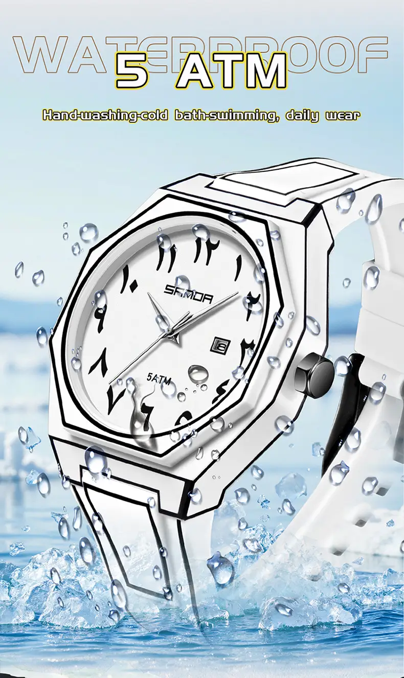 Sanda Quartz Watch Black Silicone Waterproof Single Calendar — feature 34