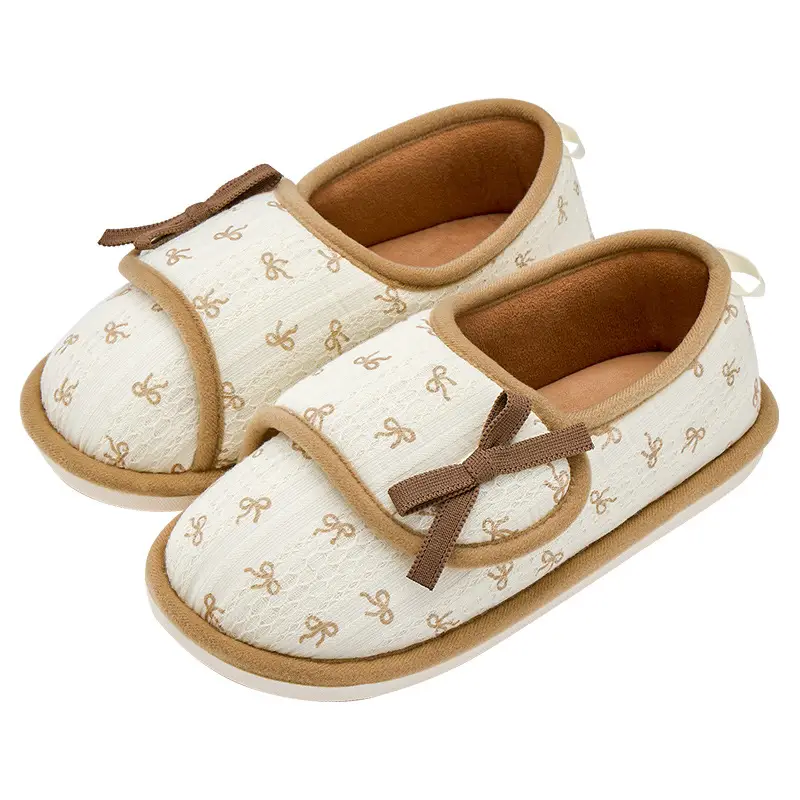 Maternity Postpartum Shoes Summer Thin Closed-Back Soft Sole Anti-Slip Cotton Slippers for Home Use Autumn and Winter Women's Home Use