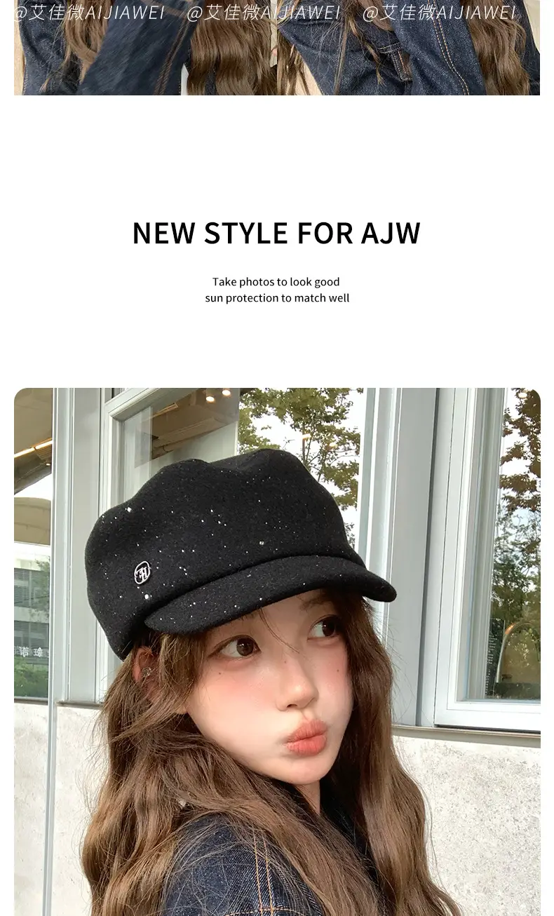 2025 Women Woolen Japanese Style Duckbill Hat 5.5cm — feature 5