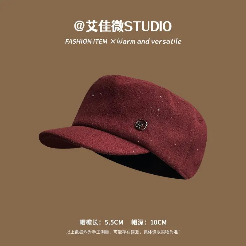 2025 Women Woolen Japanese Style Duckbill Hat 5.5cm - Image 3