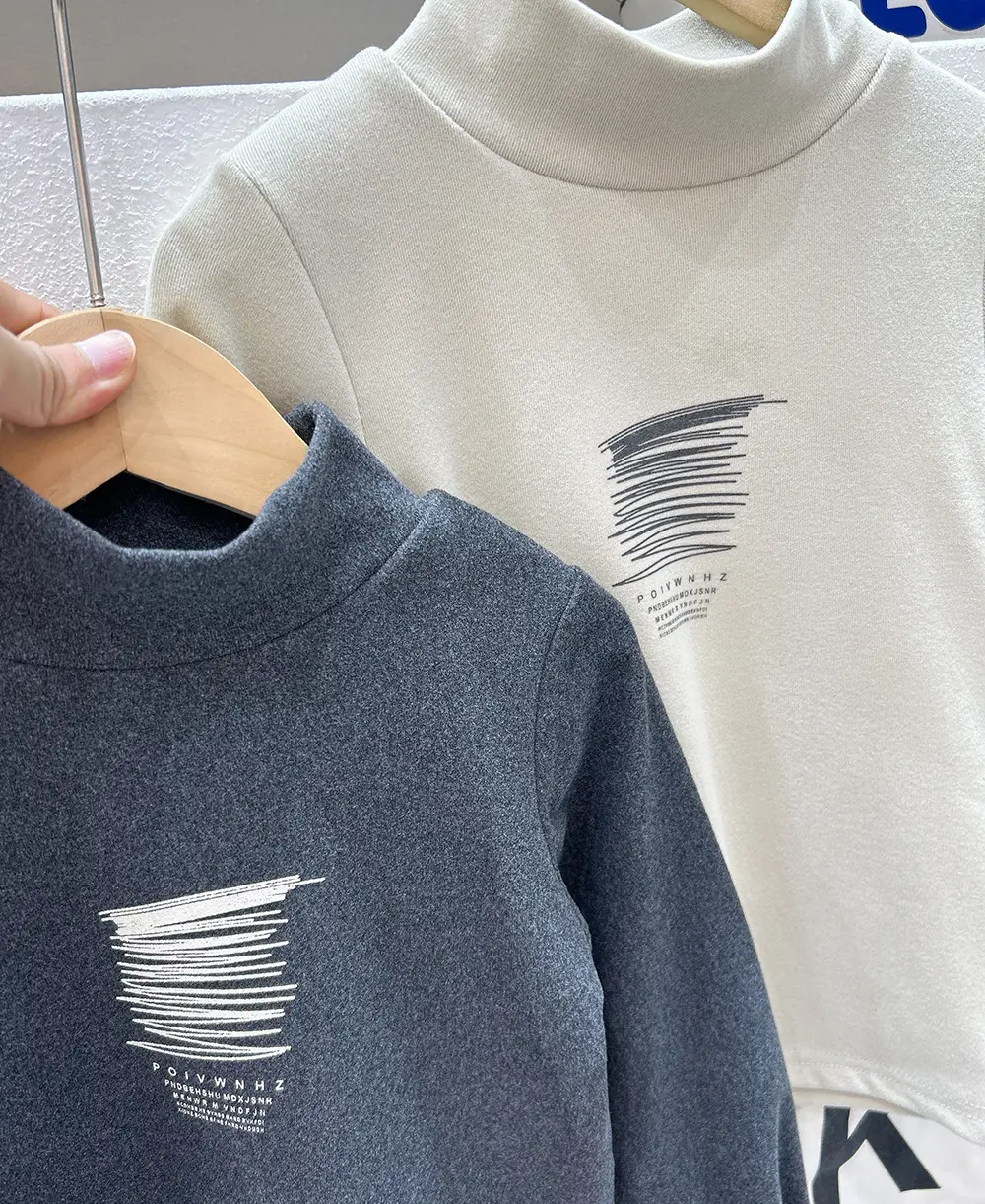 Kids Korean Style T-Shirt Set Dark Gray Long Sleeve — feature 4
