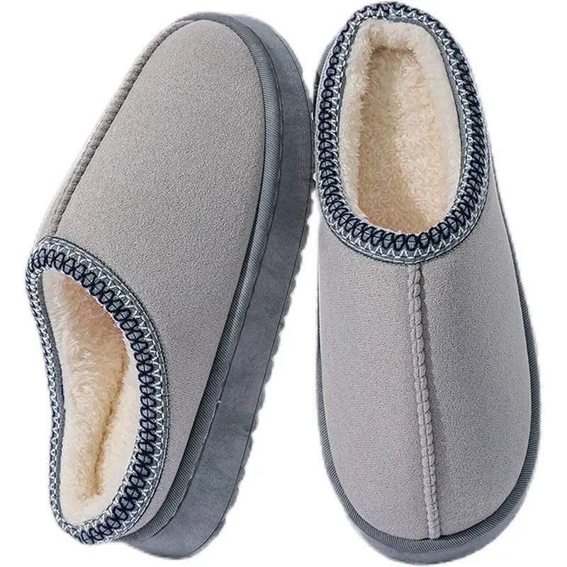 Cotton Slippers for Women, Autumn and Winter Indoor Home Couple Style, Simple Thick-Soled Warm Non-Slip Plush Cotton Slippers for Men
