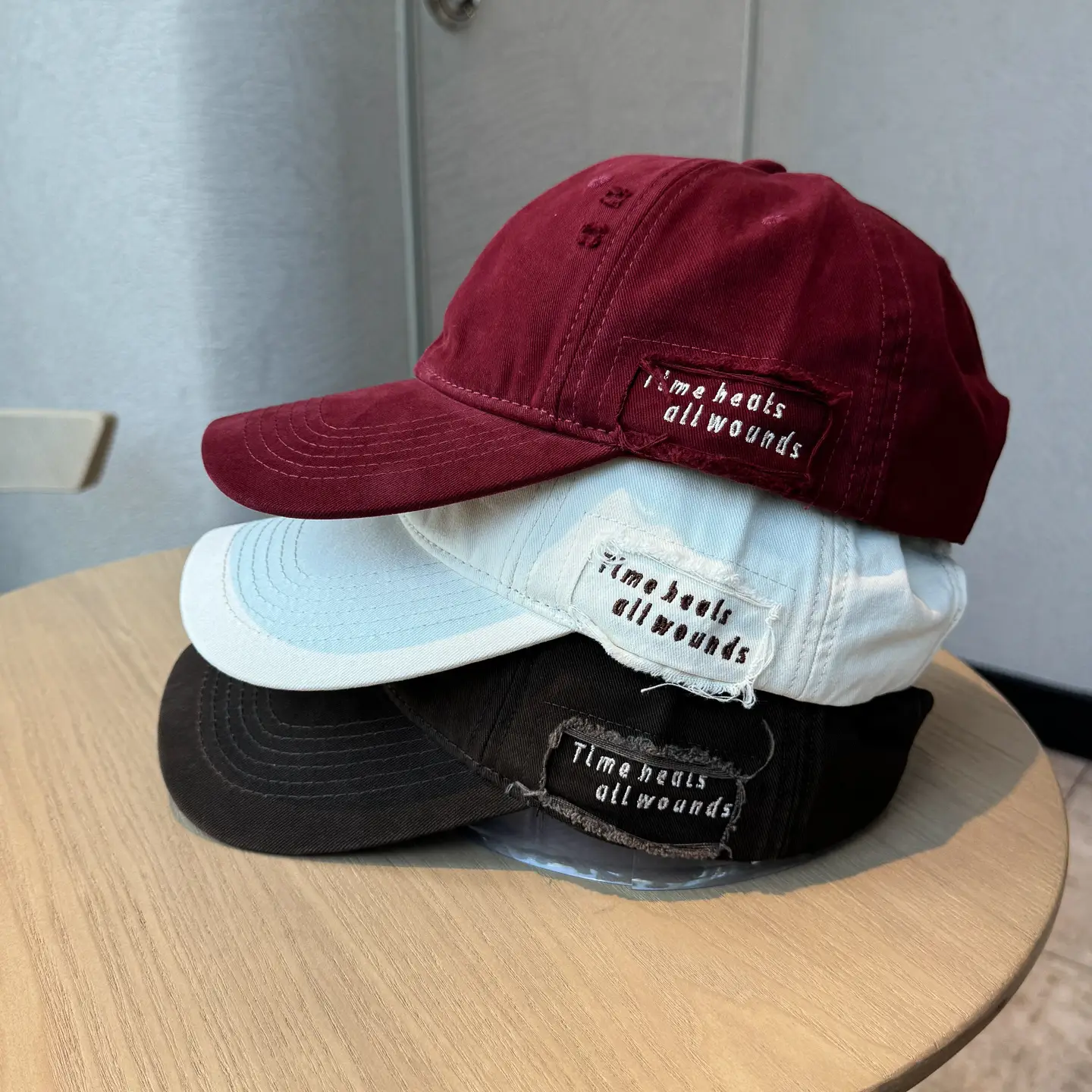 Autumn Distressed Baseball Caps for Women Large Head Wide Brim - Image 9