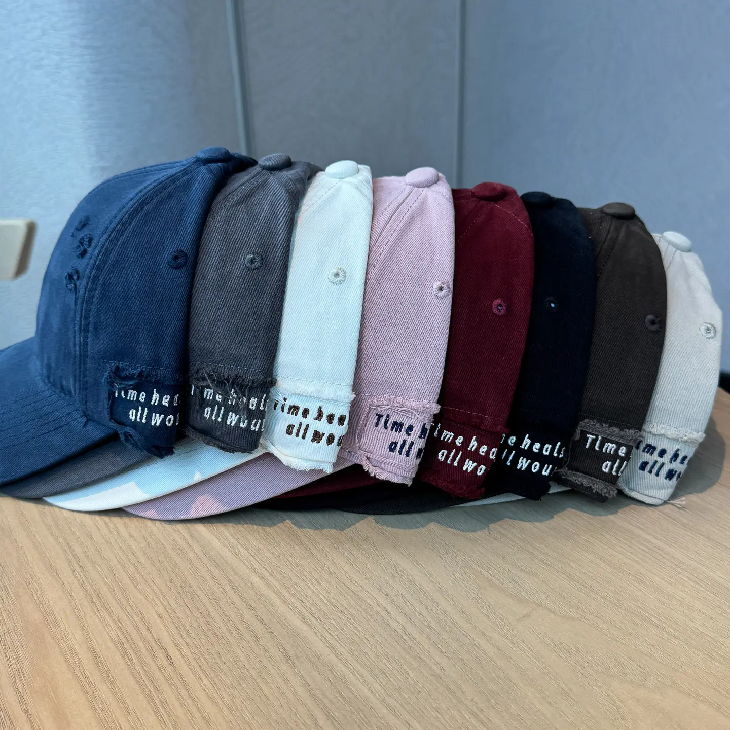 Autumn Distressed Baseball Caps for Women Large Head Wide Brim — feature 1