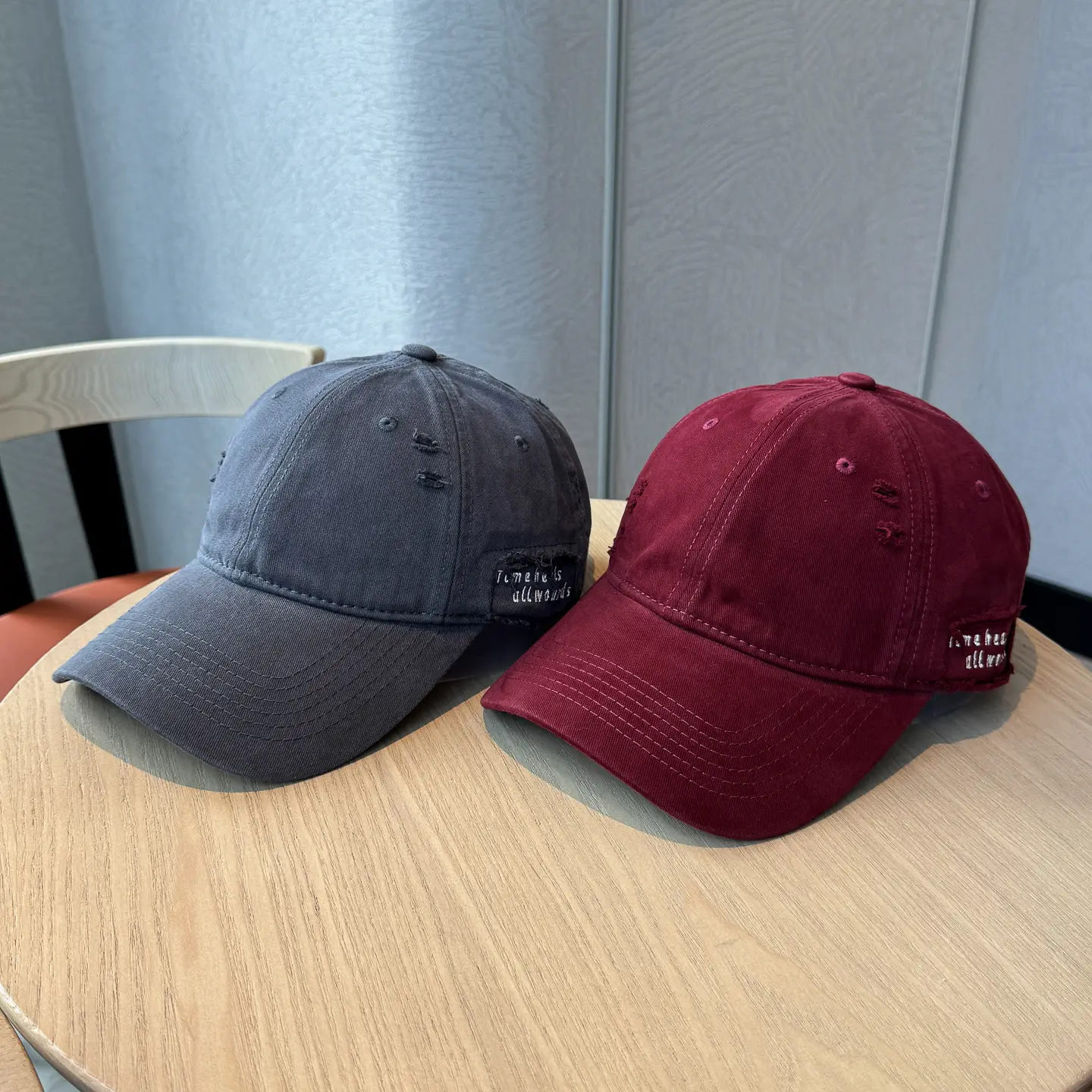 Autumn Distressed Baseball Caps for Women Large Head Wide Brim — feature 2